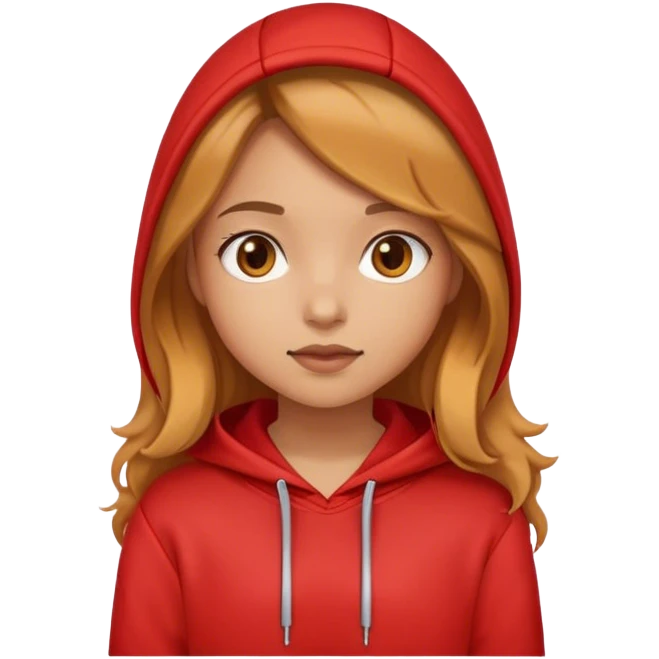 A caramel girl tone with straight-wavy hair and red hoodie emoji