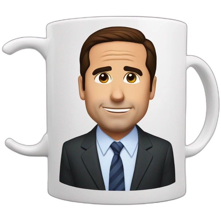 Michael Scott on a mug emoji