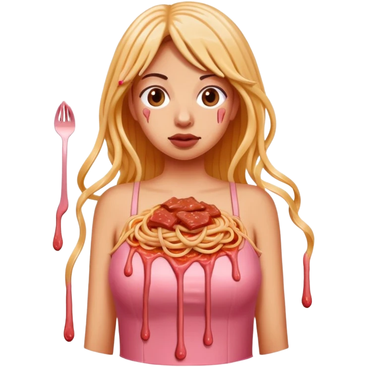  SPAM meat melted pink dripping sauce spaghetti dress monalisa portrait emoji