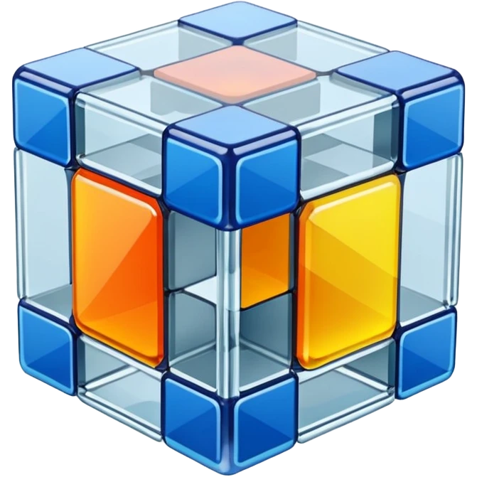 Transparent glass Rubix cube emoji