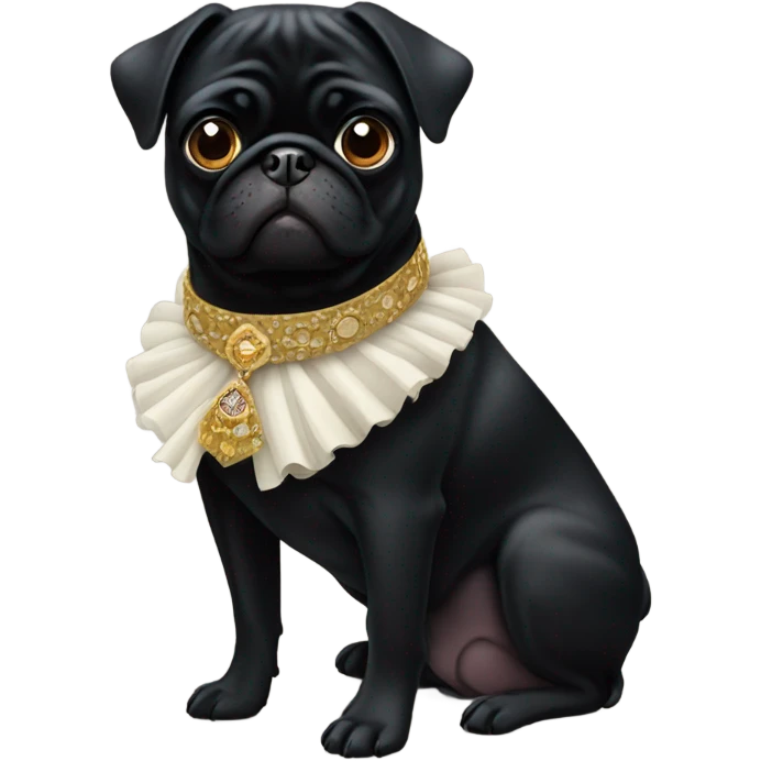 Black pug with famcy collar emoji
