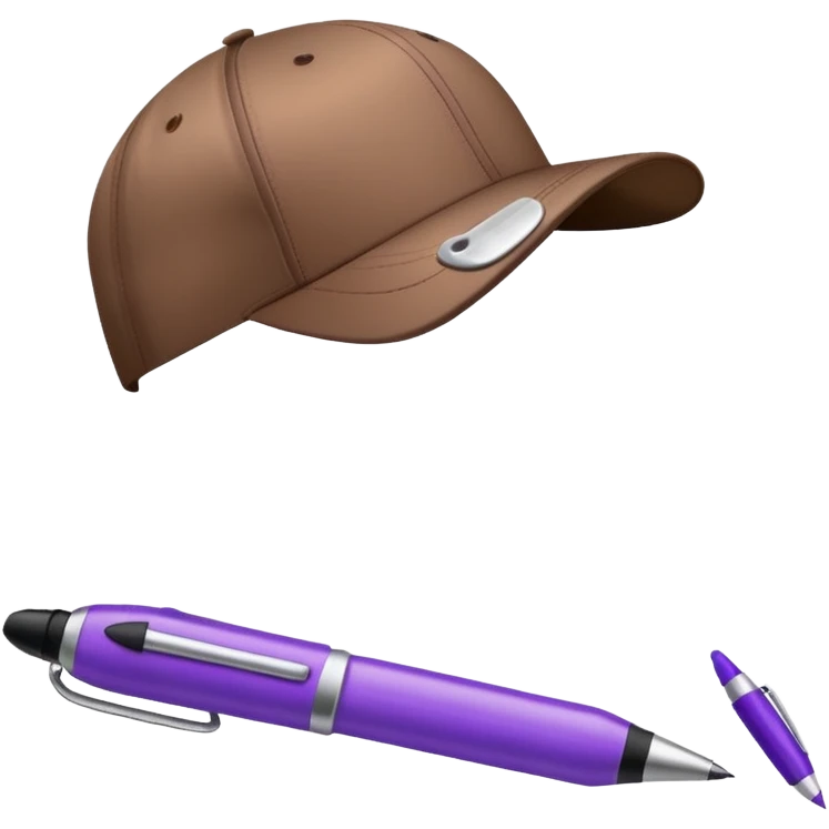 A plastic brown ball cap and the long rectangle purple. (With a pen) And looks like a BFDI style emoji