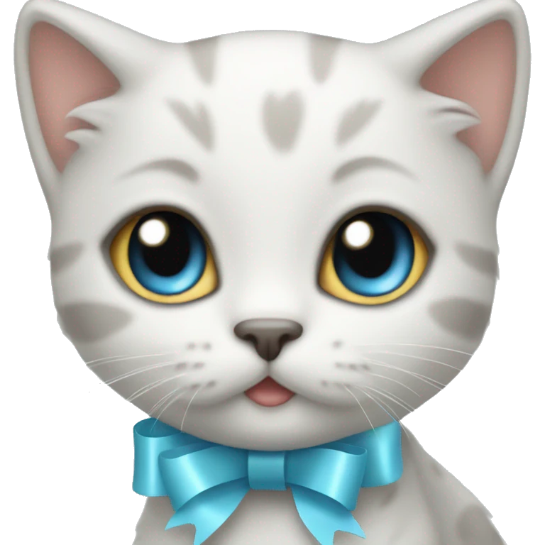 kitten with a light blue ribbon emoji