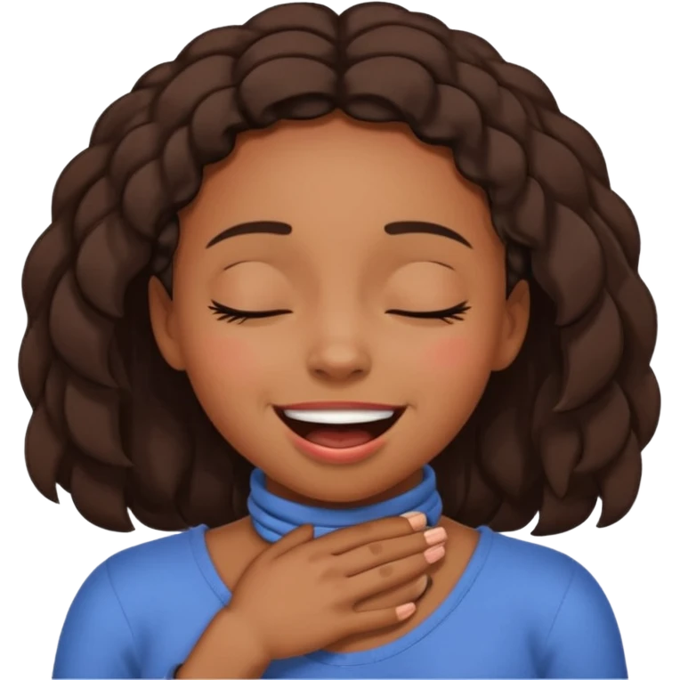 Black girl smiling eyes closed while choking herself on her neck  emoji