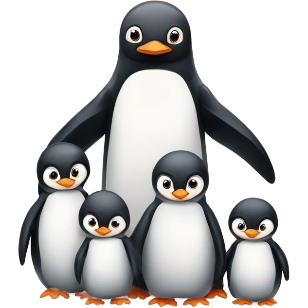 Mommy penguin with 3 baby penguins  emoji
