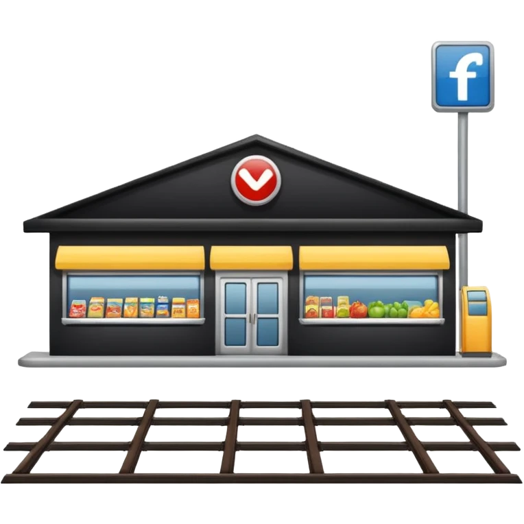 a supermarket next to a train station emoji
