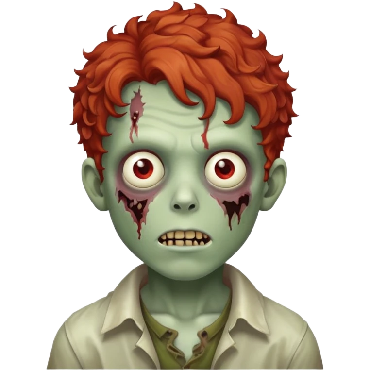 Boy zombie with curly hair red emoji