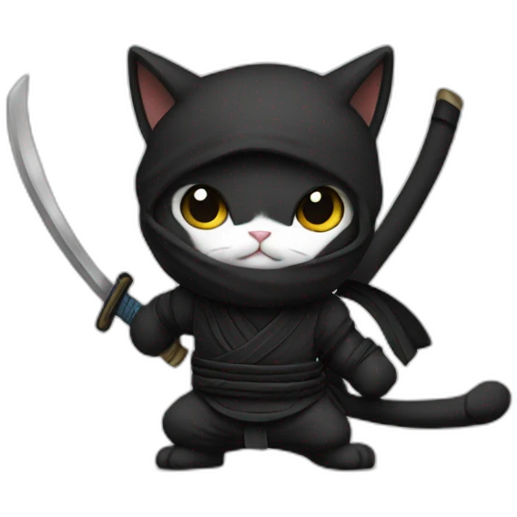 Ninja cat black emoji