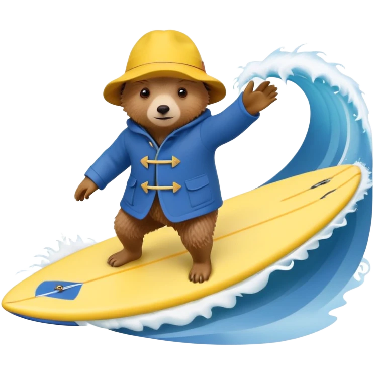 paddington bear surfing a wave emoji