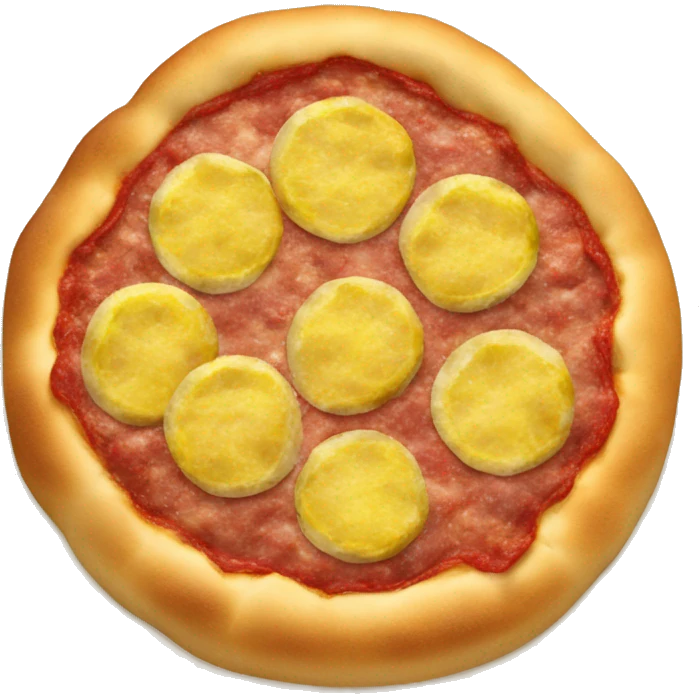 small round pizza bread no cheese and no pepperoni with minced meat on top and a slice of lemon emoji