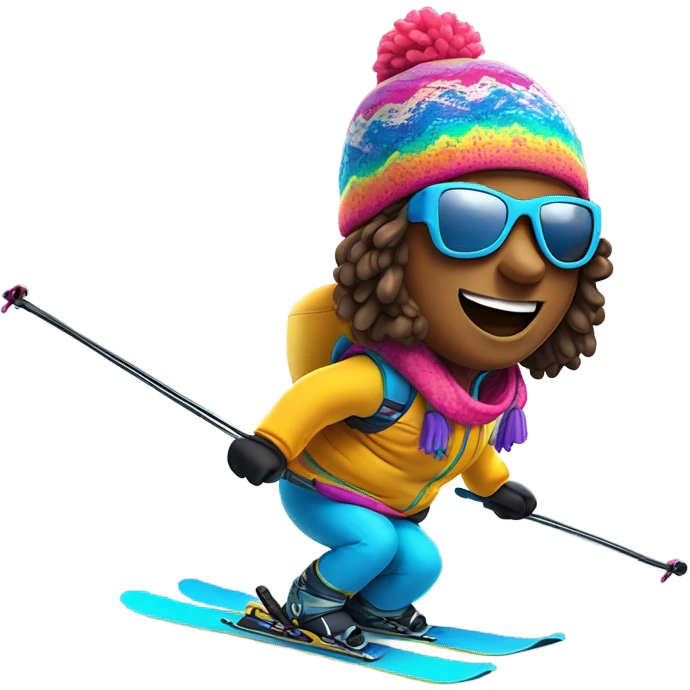 Plump hippie on skis emoji