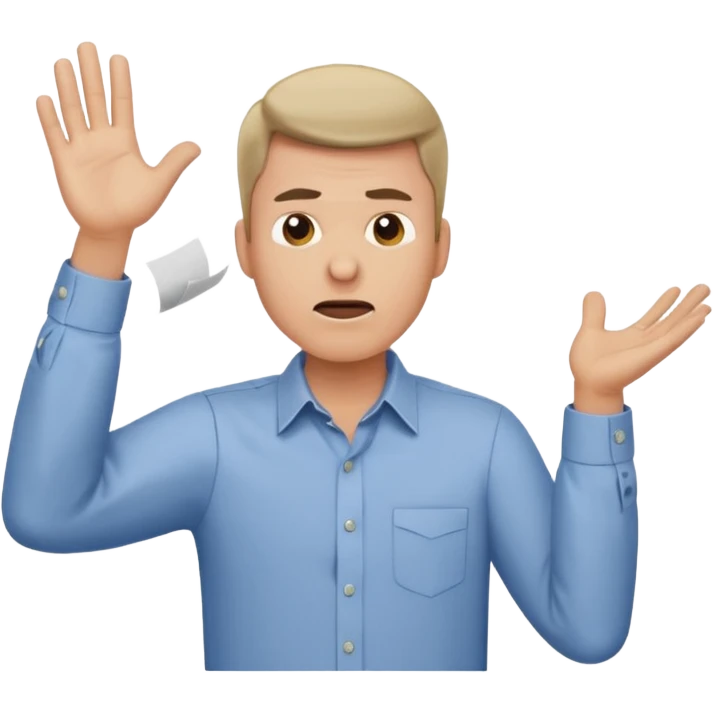 A man throwing papers in the air, frust emoji
