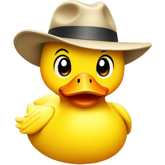 Yellow Duck with a safari hat on emoji