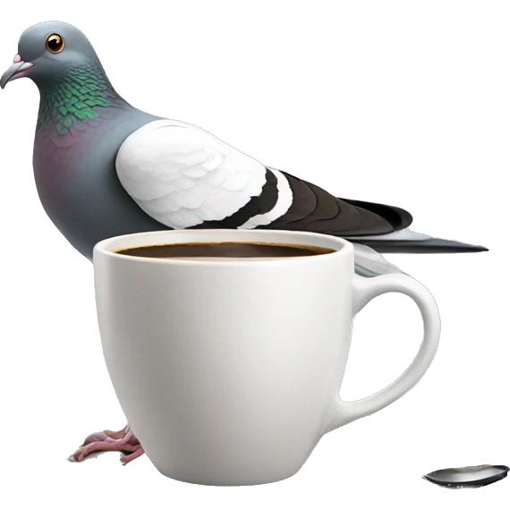 Pigeon drinking coffee emoji