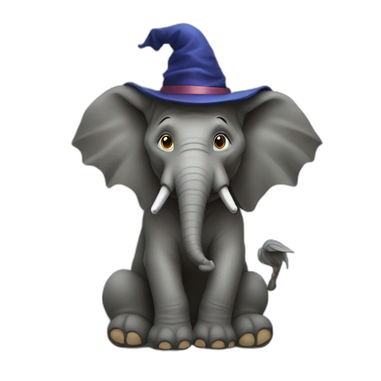 Sorcière sur éléphant emoji