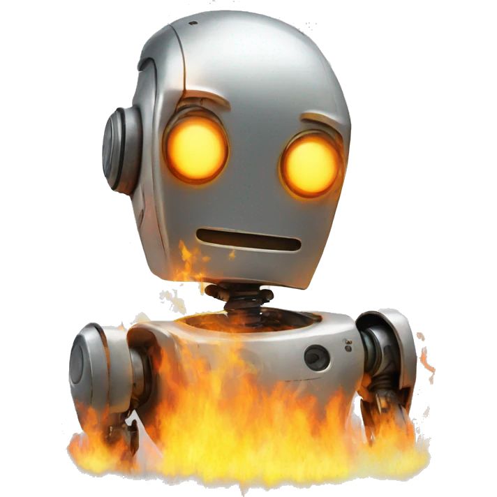 the robot is on fire emoji