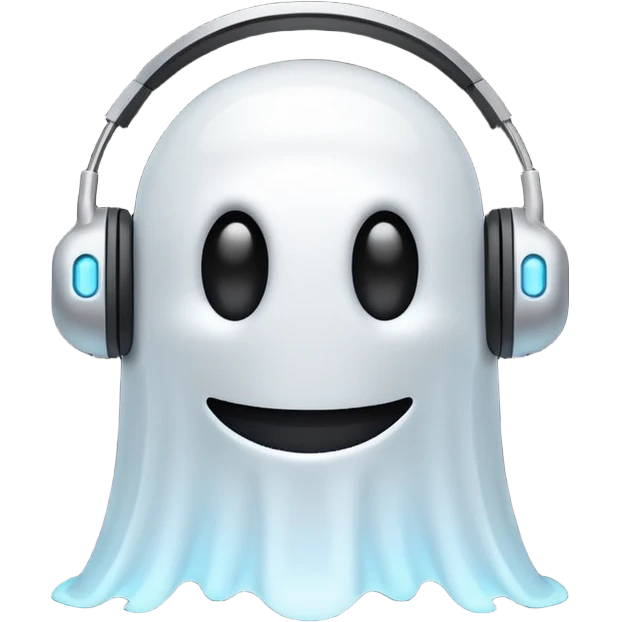Pacman style Ghost with headset emoji