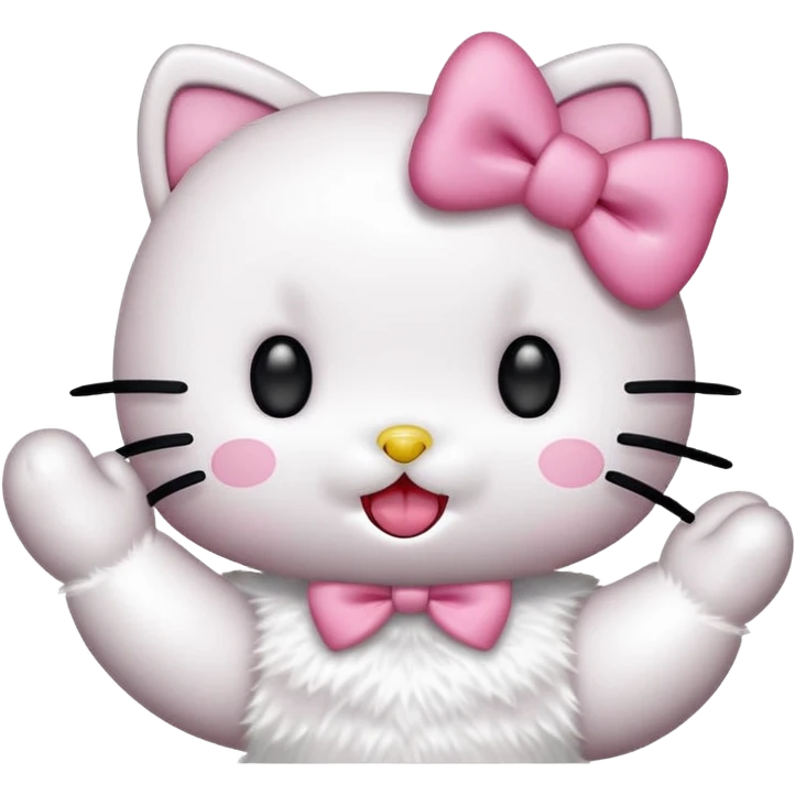 Hello kitty with tongue out and hands to the side  emoji