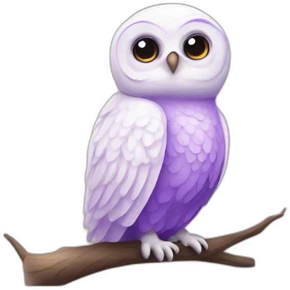cute baby owl white purple emoji