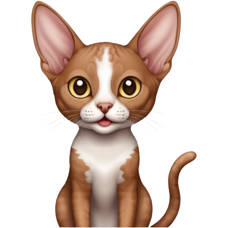 brown colored cornish rex cat waving emoji