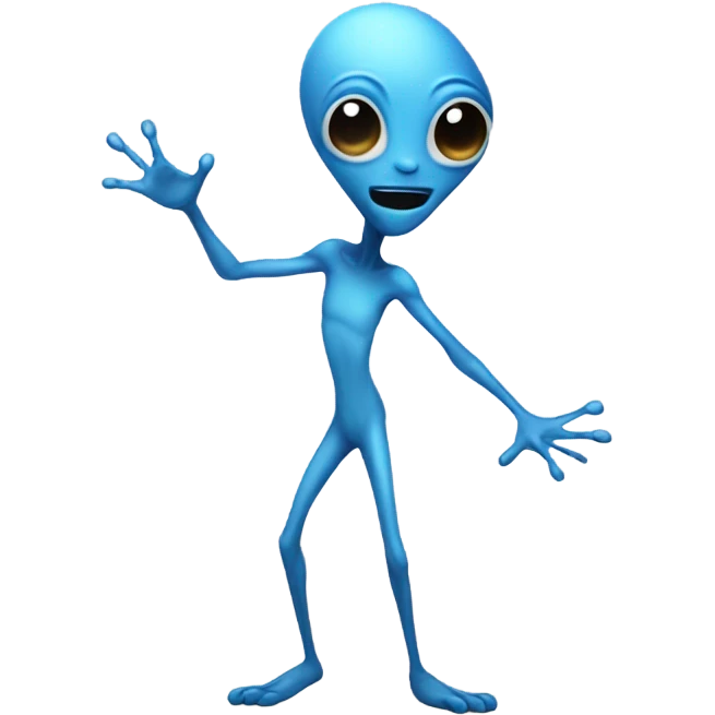 a blue alien dancing emoji