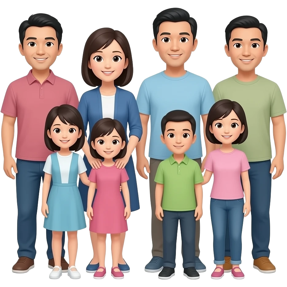 Large asian family emoji