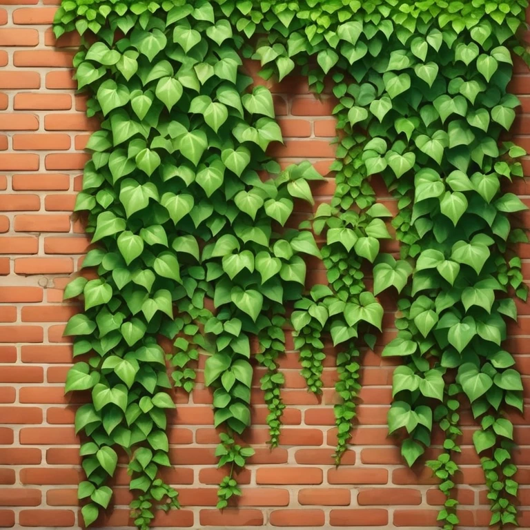 red brick wall with green ivy growing on it emoji