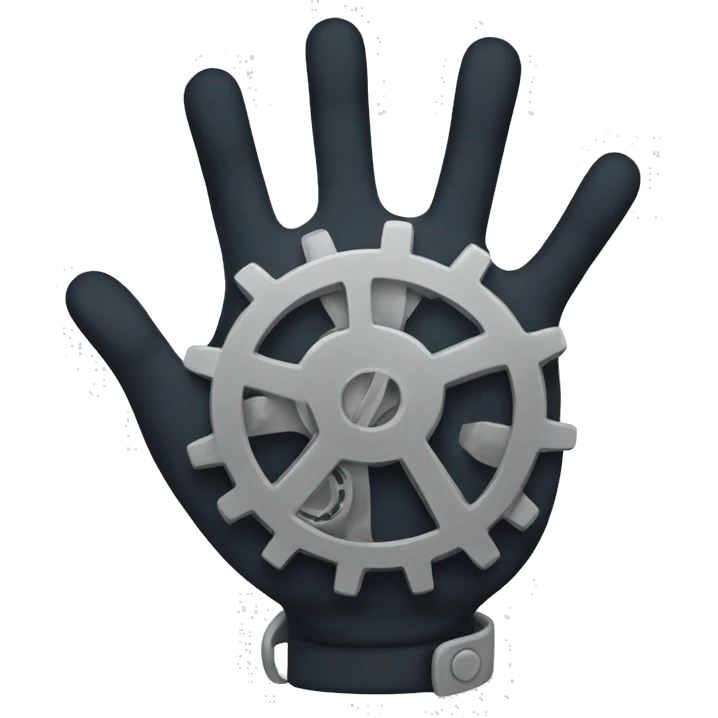 a hand with a gear emoji