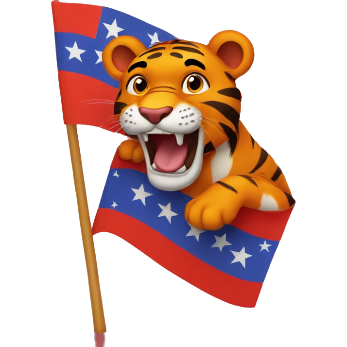 Flag with red background and in the middle a tigger  emoji