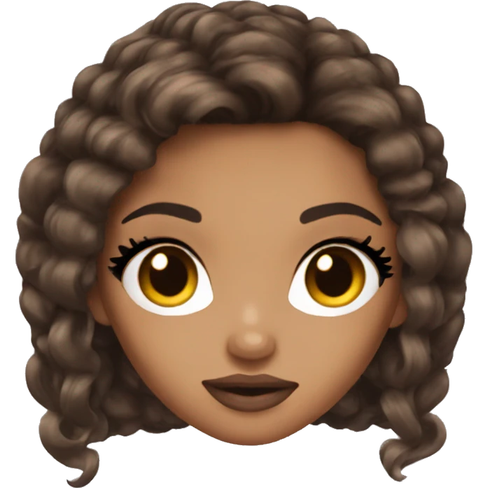 Bratz with brown hair and brown eyes and makeup emoji