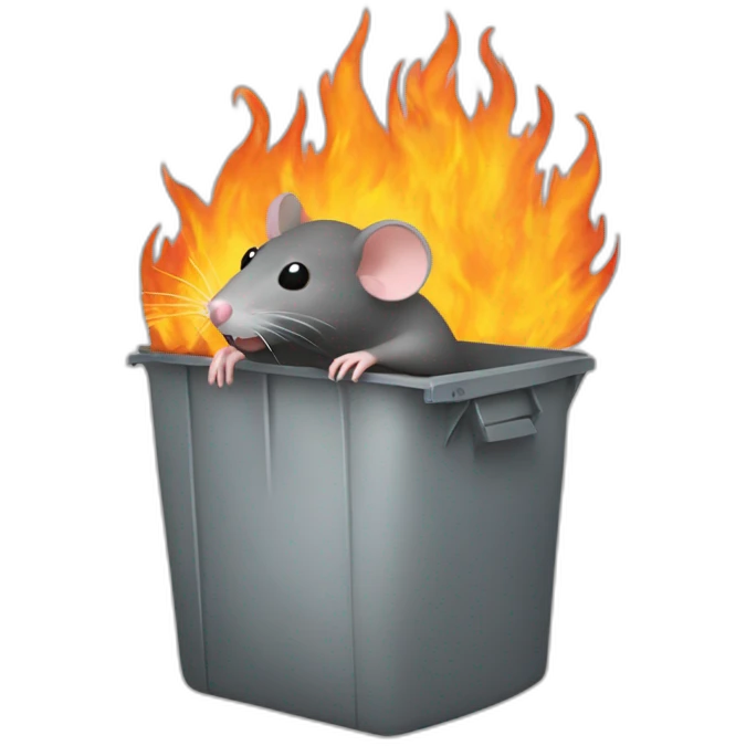rat inside of dumpster fire emoji