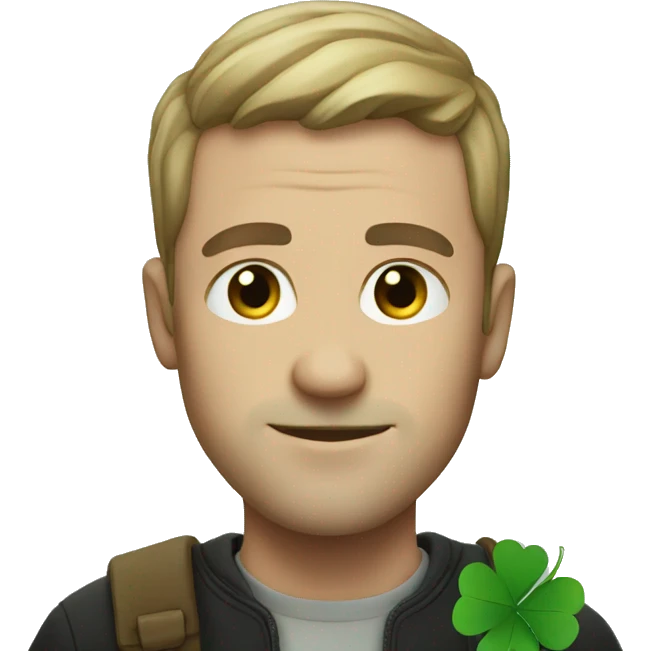 white man with clover emoji