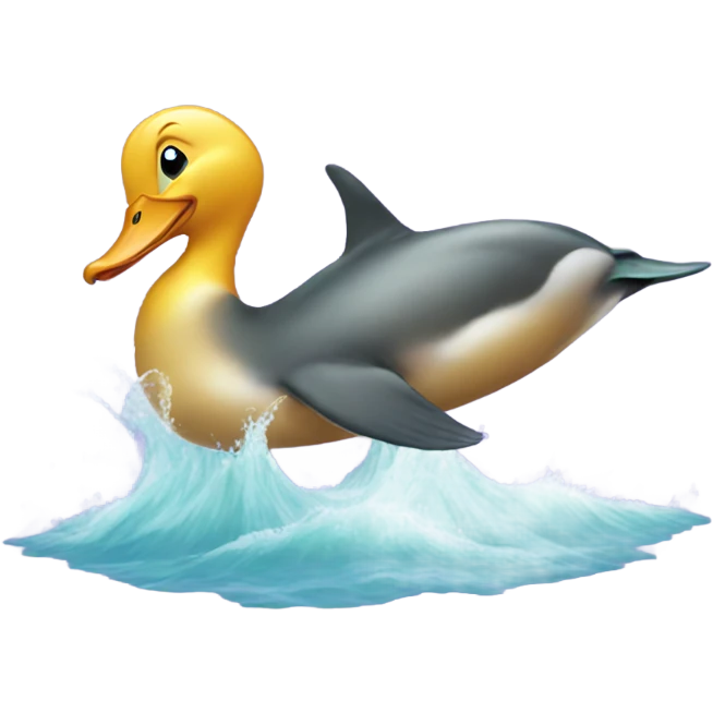 Duck riding dolphin  emoji