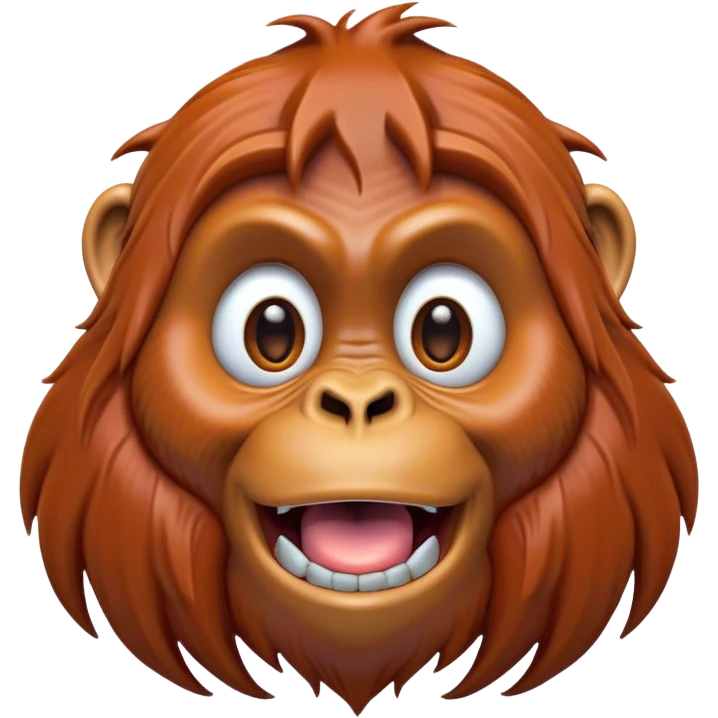 Cinematic Comical Orangutan Portrait Emoji, Head tilted dramatically with an exaggeratedly shocked expression, featuring a robust, animated face with wide, comically expressive eyes full of humorous disbelief, Simplified yet hilariously expressive features, highly detailed, glowing with a slightly sassy glow, high shine, dramatic yet playful, stylized with an air of quirky jungle attitude, soft glowing outline, capturing the essence of a meme-worthy orangutan that looks ready to side-eye its way into viral fame! emoji