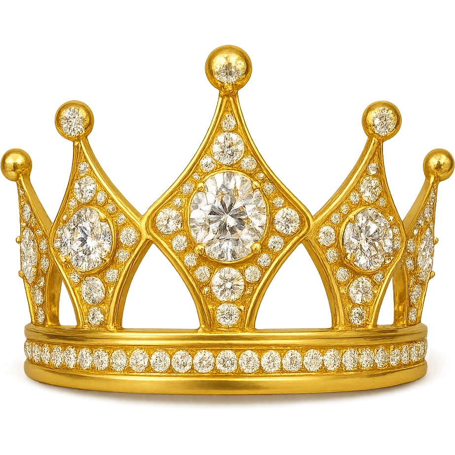 crown with a golden yellow base, only sparkling gems, no butterflies emoji