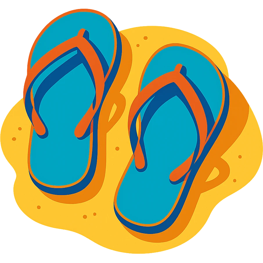 summer flip flops on sand relaxed sunny style emoji