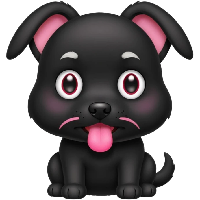 a little cute black dog saying "默默哒" emoji