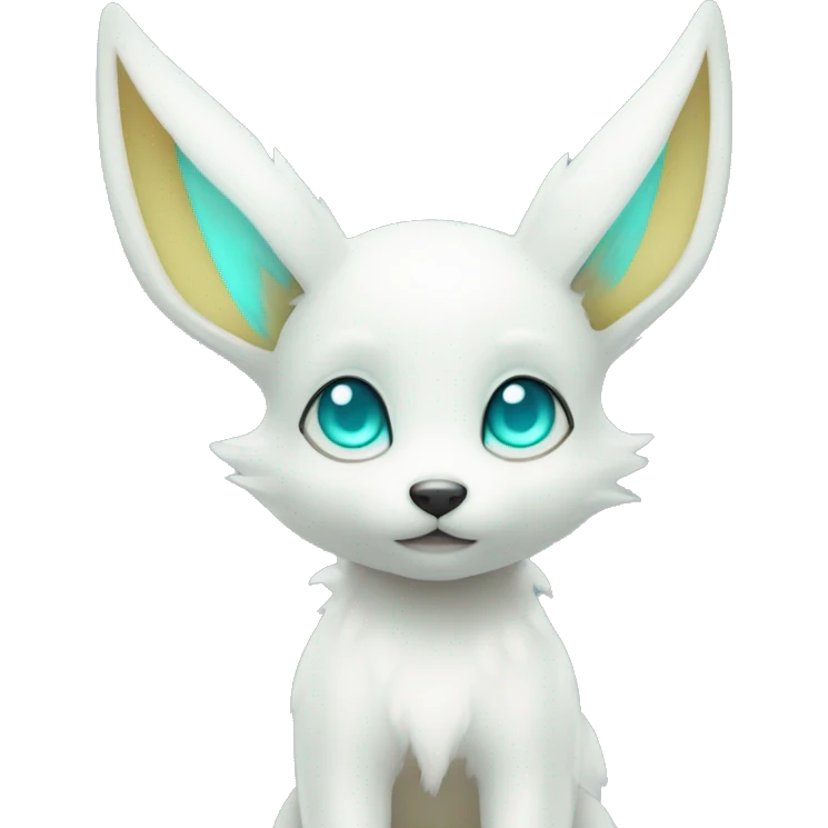 Shiny White Pastel Albino Umbreon with cyan eyes and cyan markings emoji