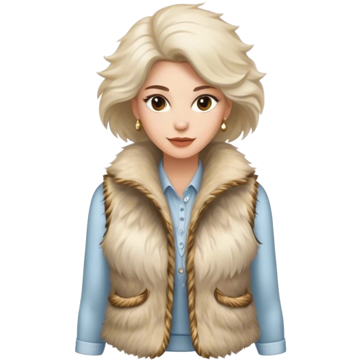 A women's vest combining a fur-like texture with a fluffy finish, radiating luxury and style emoji