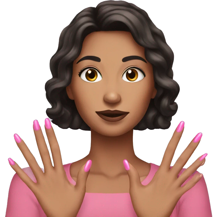 brunette pink nails  emoji