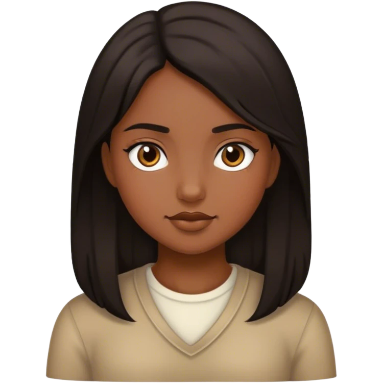 Girl with dark hair and soft brown skin emoji