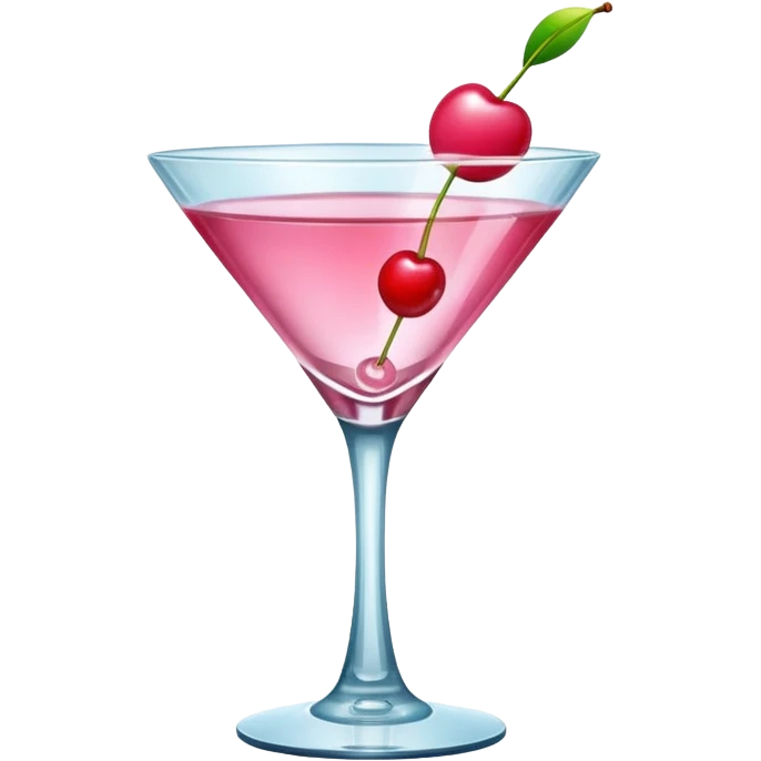 A pink martini in a V-shaped glass with a tiny cherry floating on top.
 emoji
