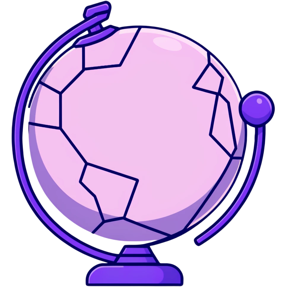 world globe with a connected network, purple and light pink colors emoji