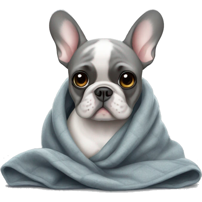 French bulldog grey in a blanket emoji