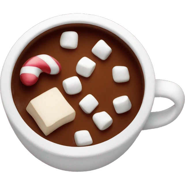 christmas burgundy colour cup with chocolate and marshmallows emoji