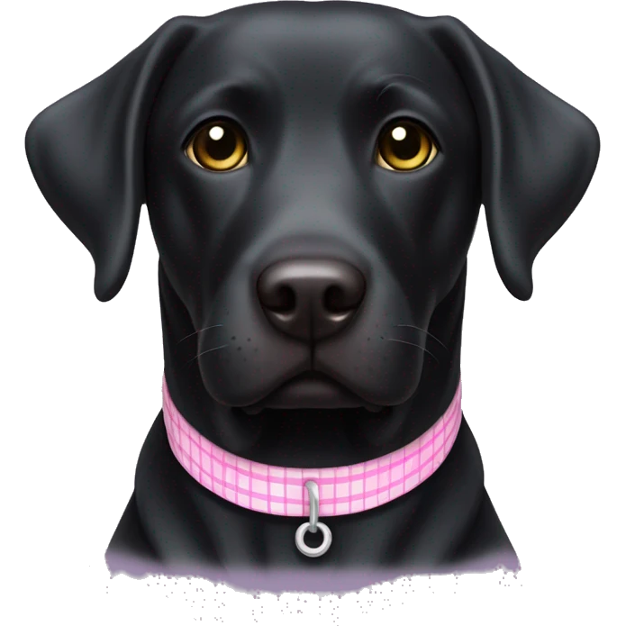 Black Labrador Retriver with Pink checkered collar emoji