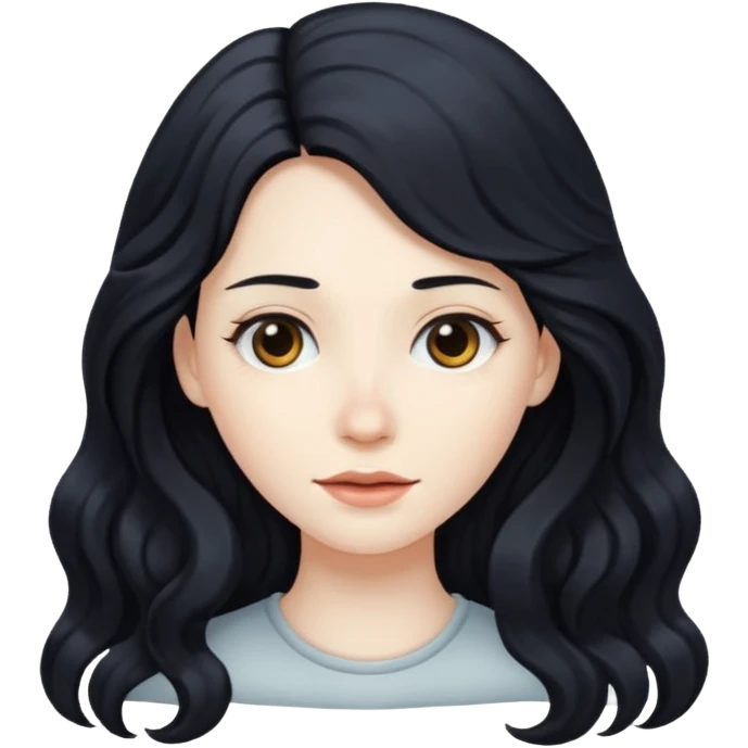 Long wavy hair black emoji