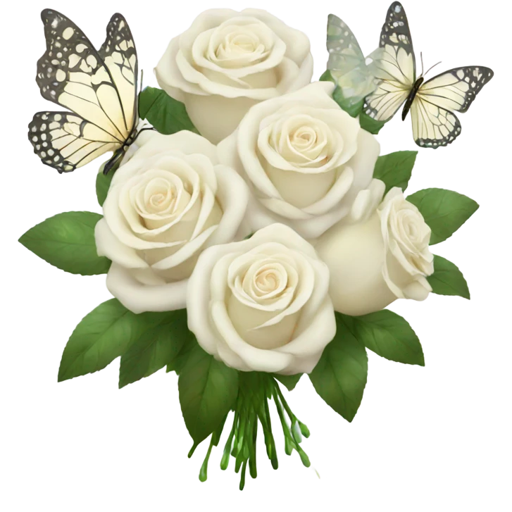 white roses bouquet with butterflies, fairy core emoji