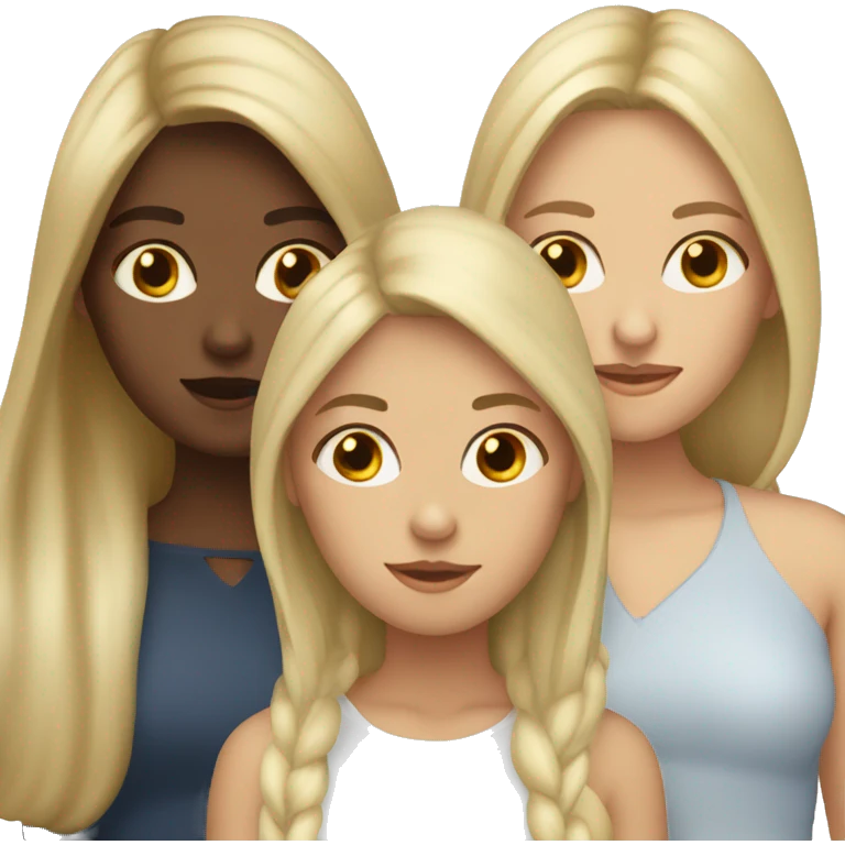 three sisters, one is blonde, the other 2 are brunette twins emoji