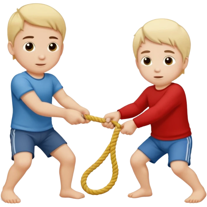 un niño pequeño y un hombre jugando al juego de tirar la soga (la soga blanca) emoji
